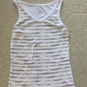 Sonoma Ribbed V Neck Tank Top Size Medium white/Tan